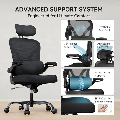 Ergonomic Office Chair with Lumbar Support & Headrest — Smart Chairs, PKPT