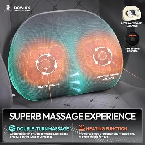 Fabric Gaming Chair with Heated Massage Lumbar Support — Massage Chairs, Dowinx