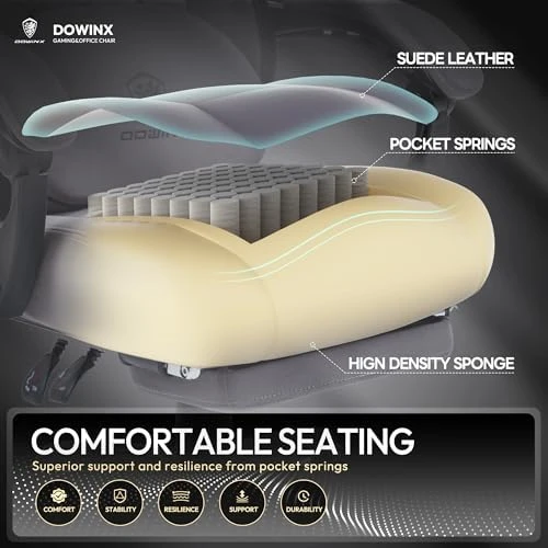 Fabric Gaming Chair with Heated Massage Lumbar Support — Massage Chairs, Dowinx