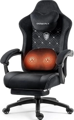 Fabric Gaming Chair with Heated Massage Lumbar Support — Massage Chairs, Dowinx