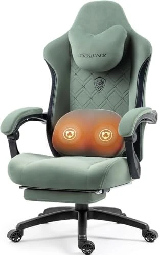 Fabric Gaming Chair with Heated Massage Lumbar Support — Massage Chairs, Dowinx
