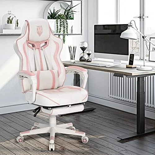 Gaming Chair for Girls with Footrest and Massage — Massage Chairs, Vonesse