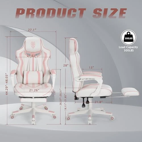 Gaming Chair for Girls with Footrest and Massage — Massage Chairs, Vonesse