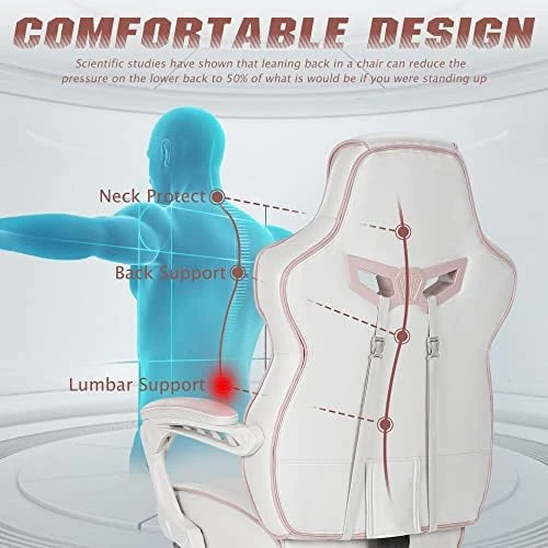 Gaming Chair for Girls with Footrest and Massage — Massage Chairs, Vonesse