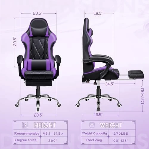 Gaming Chair with Footrest and Massage Lumbar Support — Smart Chairs, Shahoo