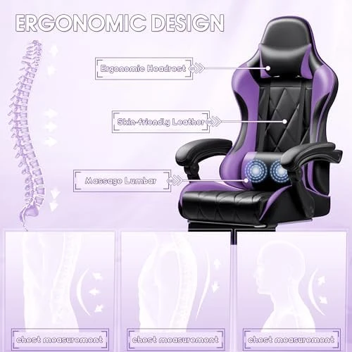 Gaming Chair with Footrest and Massage Lumbar Support — Smart Chairs, Shahoo