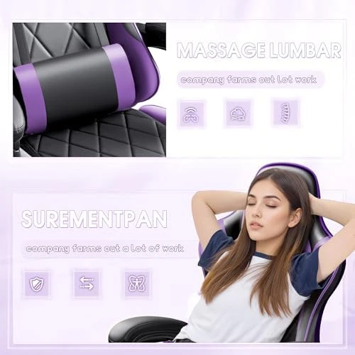 Gaming Chair with Footrest and Massage Lumbar Support — Smart Chairs, Shahoo