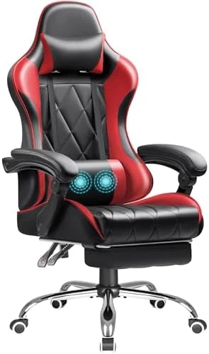 Gaming Chair with Footrest and Massage Lumbar Support — Smart Chairs, Shahoo