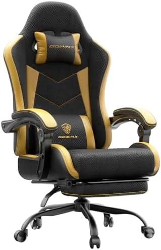 Gaming Chair with Footrest, Ergonomic Leather Mesh Chair, Massage Lumbar Support — Smart Chairs, Dowinx