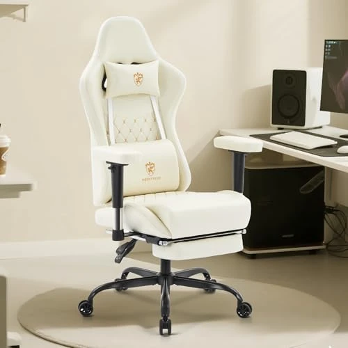 Gaming Chair with Footrest, Massage Lumbar Support — Massage Chairs, Morkprism