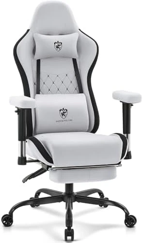 Gaming Chair with Footrest, Massage Lumbar Support — Massage Chairs, Morkprism