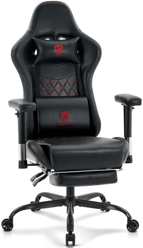 Gaming Chair with Footrest, Massage Lumbar Support — Massage Chairs, Morkprism