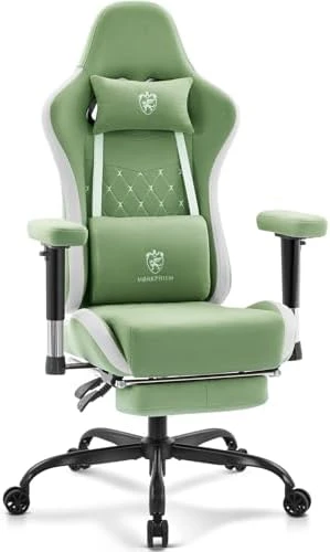 Gaming Chair with Footrest, Massage Lumbar Support — Massage Chairs, Morkprism