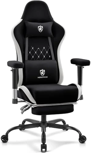 Gaming Chair with Footrest, Massage Lumbar Support — Massage Chairs, Morkprism