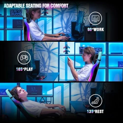 Gaming Chair with RGB LED Lights and Bluetooth Speakers — Smart Chairs, GTPLAYER