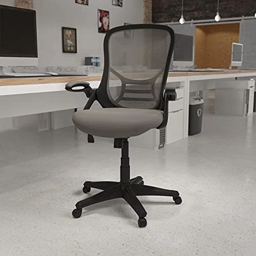High-Back Swivel Office Chair with Adjustable Lumbar Support and Seat Height, Ergonomic Mesh Desk Chair with Flip-Up... — Smart Chairs, Flash Furniture