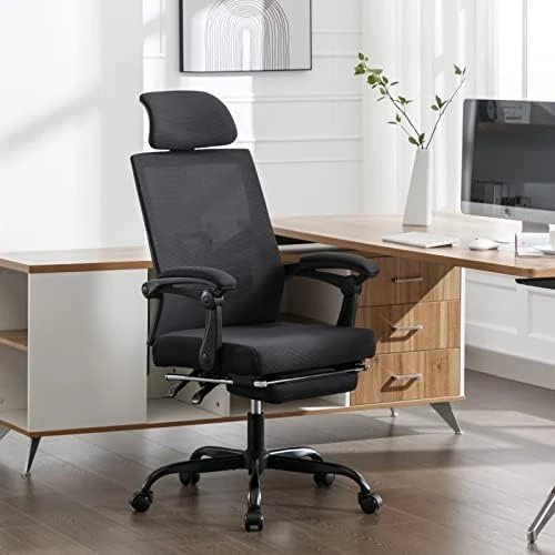 Mesh Ergonomic Office Chair with Footrest — Smart Chairs, Qulomvs