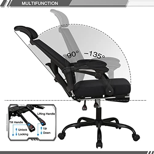 Mesh Ergonomic Office Chair with Footrest — Smart Chairs, Qulomvs