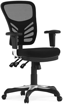 Mid-Back Swivel Desk Chair with Wheels, Mesh Back, Padded Seat, and Armrests — Smart Chairs, Flash Furniture