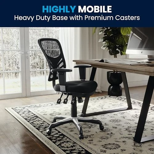 Mid-Back Swivel Desk Chair with Wheels, Mesh Back, Padded Seat, and Armrests — Smart Chairs, Flash Furniture