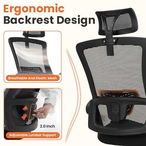 Office Desk Chair with Ergonomic Headrest and Lumbar Support — Smart Chairs, NEO CHAIR