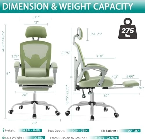 Office Desk Chair with Footrest Ergonomic Gaming Chair — Smart Chairs, DUMOS
