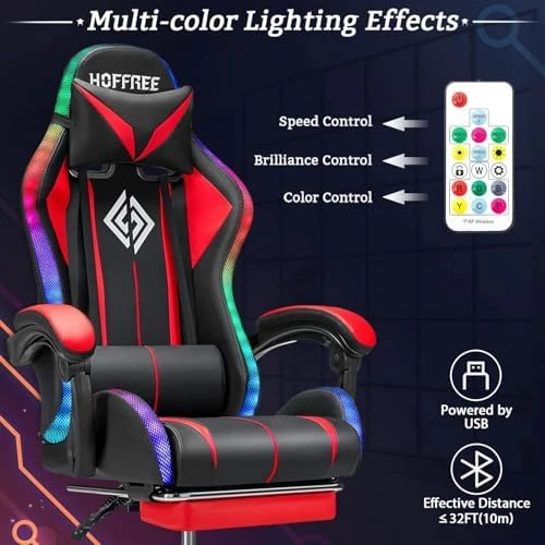 RGB Gaming Chair with Bluetooth Speakers and LED Lights — Smart Chairs, VANSPACE