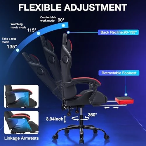 RGB Gaming Chair with Bluetooth Speakers and LED Lights — Smart Chairs, VANSPACE