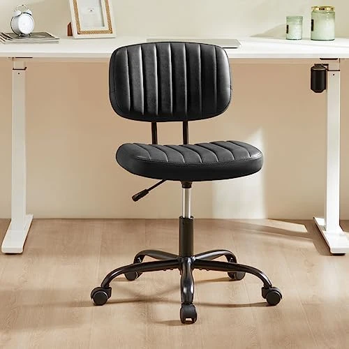 Small Office Desk Chair - Armless PU Leather with Lumbar Support — Smart Chairs, Sweetcrispy