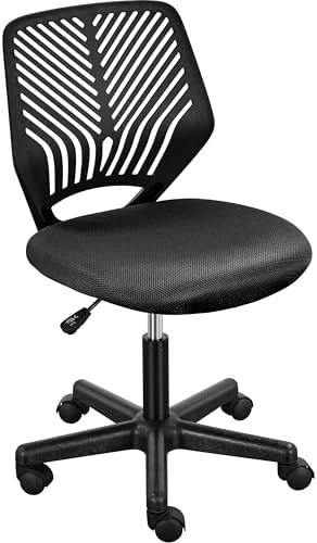 Student Desk Chair, Low-Back Armless Study Chair with Lumbar Support, Adjustable Swivel Office Chair — Smart Chairs, Yaheetech
