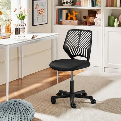 Student Desk Chair, Low-Back Armless Study Chair with Lumbar Support, Adjustable Swivel Office Chair — Smart Chairs, Yaheetech