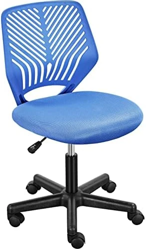 Student Desk Chair, Low-Back Armless Study Chair with Lumbar Support, Adjustable Swivel Office Chair — Smart Chairs, Yaheetech