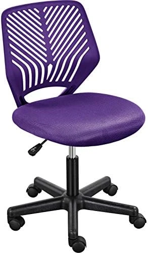 Student Desk Chair, Low-Back Armless Study Chair with Lumbar Support, Adjustable Swivel Office Chair — Smart Chairs, Yaheetech