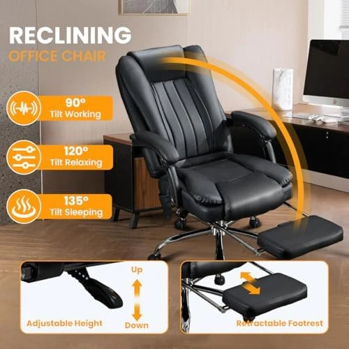Vibration & Heat Massage Office Chair with Foot Rest — Massage Chairs, KWKSV
