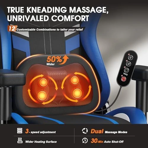 3D Kneading Massage Gaming Chair with Footrest — Massage Chairs, Douxlife