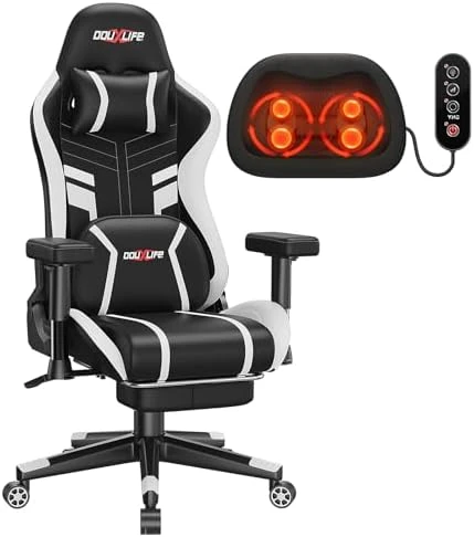 3D Kneading Massage Gaming Chair with Footrest — Massage Chairs, Douxlife