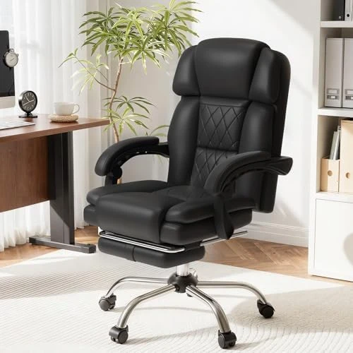 6-Point Massage Office Chair with Heat, Ergonomic Reclining Desk Chair with Footrest, PU Leather Executive Chairs for... — Massage Chairs, HOMREST