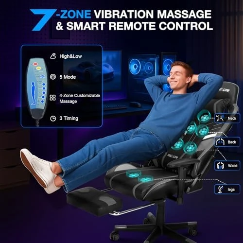 7-Point Massage Gaming Chair with Footrest — Smart Chairs, Douxlife