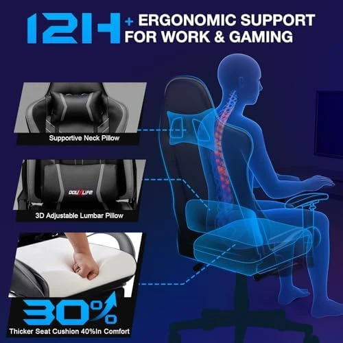 7-Point Massage Gaming Chair with Footrest — Smart Chairs, Douxlife