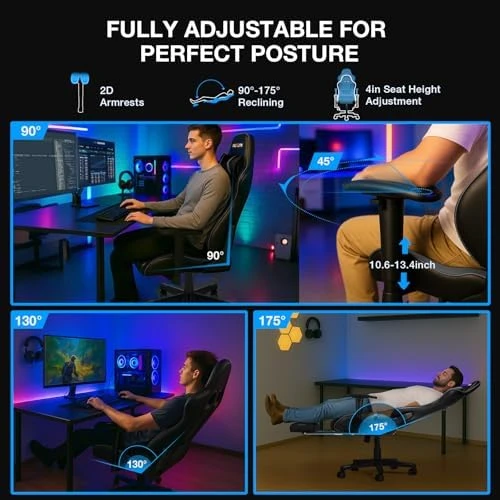 7-Point Massage Gaming Chair with Footrest — Smart Chairs, Douxlife