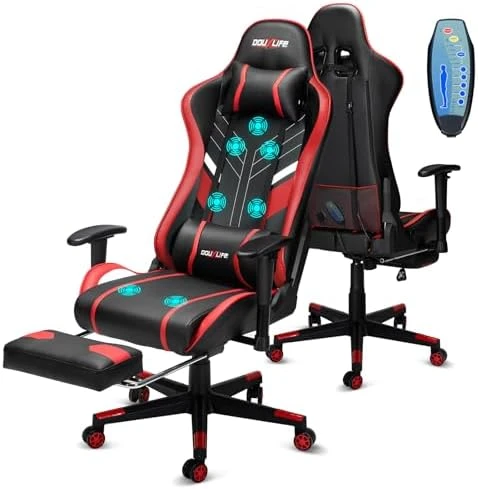 7-Point Massage Gaming Chair with Footrest — Smart Chairs, Douxlife