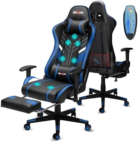 7-Point Massage Gaming Chair with Footrest — Smart Chairs, Douxlife