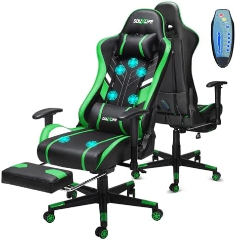7-Point Massage Gaming Chair with Footrest — Smart Chairs, Douxlife
