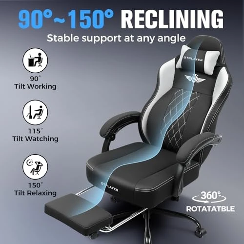 Big and Tall Gaming Chair with Footrest — Smart Chairs, GTPLAYER