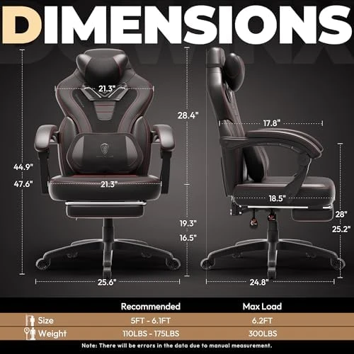 Fabric Gaming Chair with Footrest — Smart Chairs, Dowinx