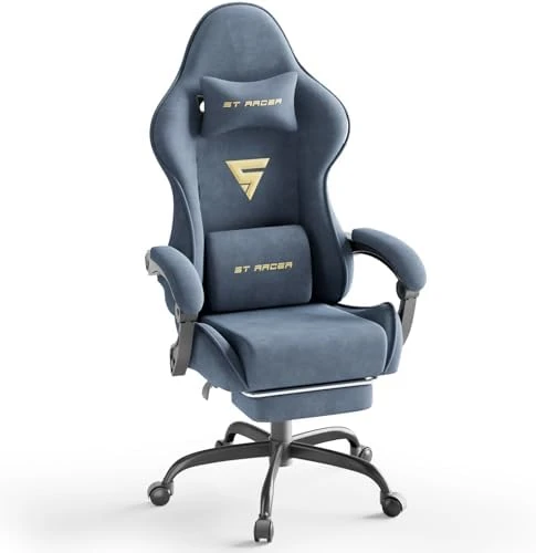 Gaming Chair Racing with Footrest and Massage Lumbar Cushion — Massage Chairs, Generic