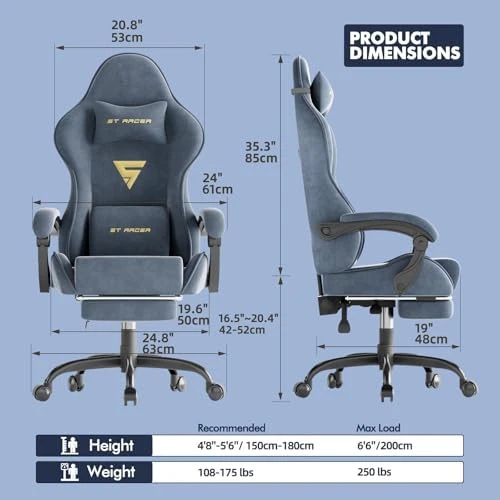 Gaming Chair Racing with Footrest and Massage Lumbar Cushion — Massage Chairs, Generic
