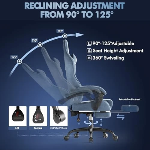 Gaming Chair Racing with Footrest and Massage Lumbar Cushion — Massage Chairs, Generic