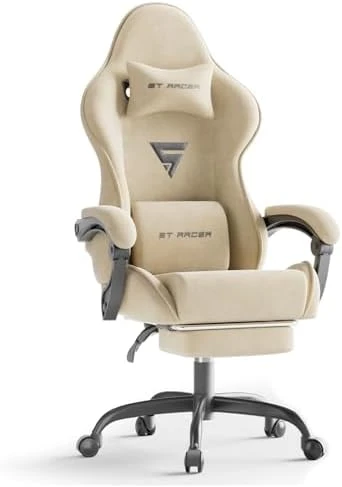 Gaming Chair Racing with Footrest and Massage Lumbar Cushion — Massage Chairs, Generic