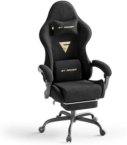 Gaming Chair Racing with Footrest and Massage Lumbar Cushion — Massage Chairs, Generic
